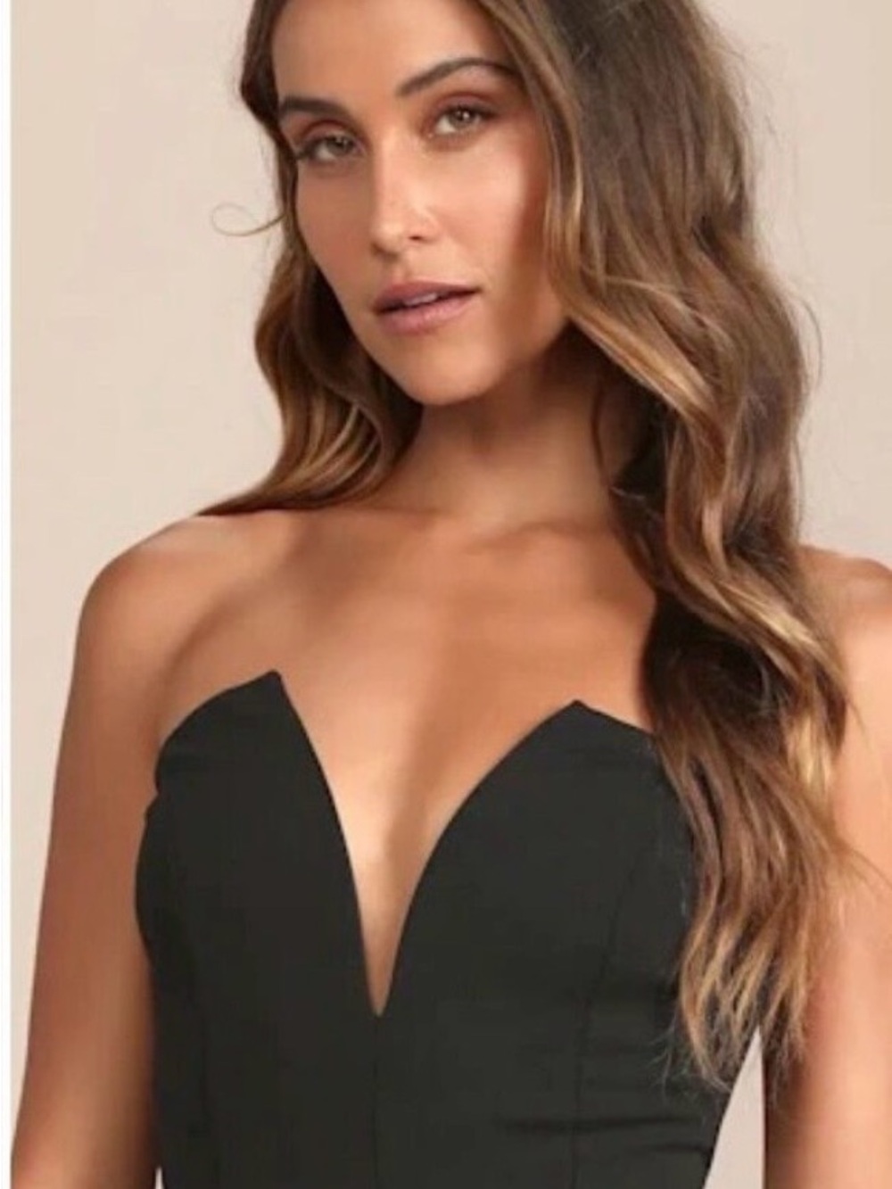 Lulu's  Babe/Black Strapless V-Plunge Bustier Bodysuit